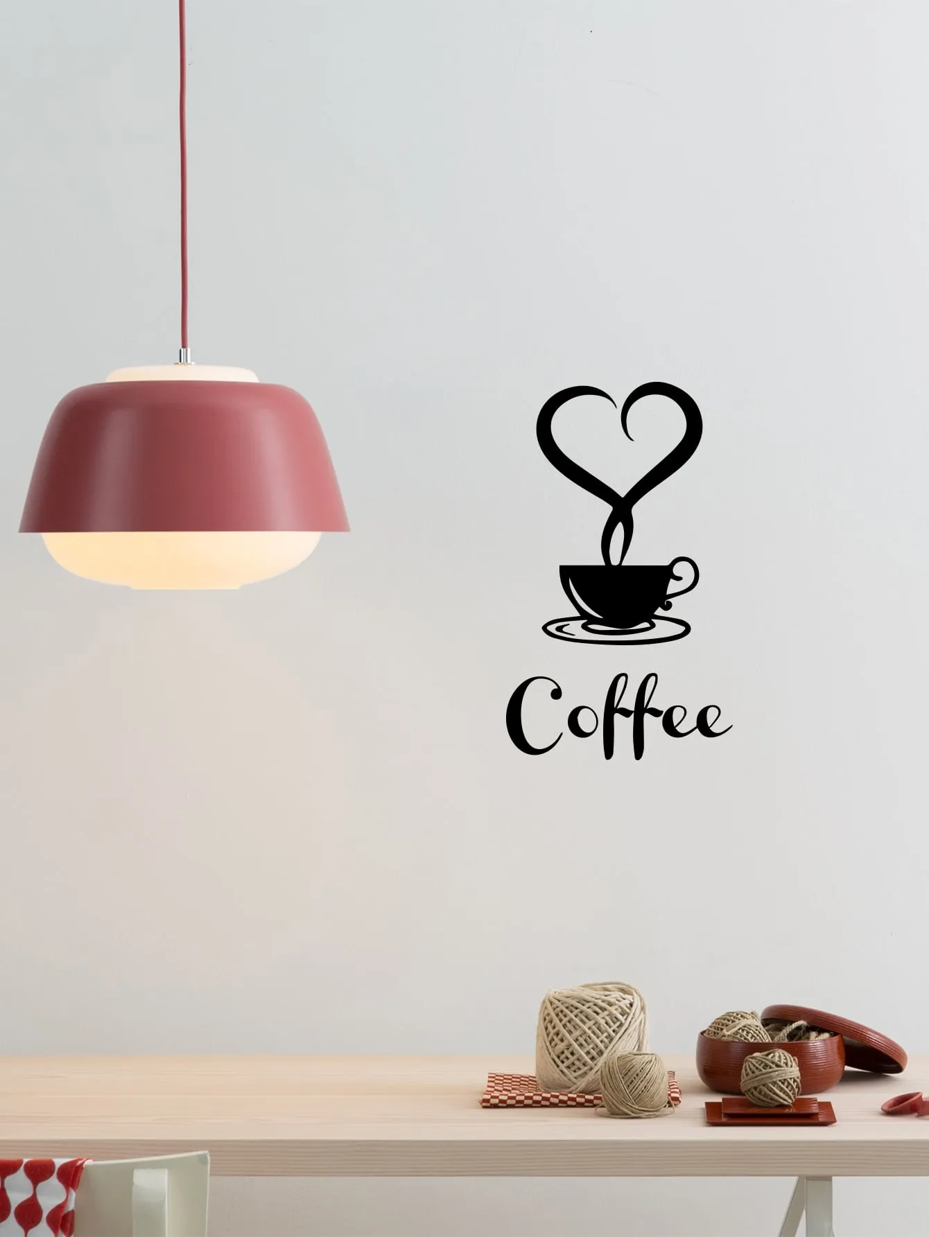 Coffee Print Wall Sticker Black Removable PVC Wall Art Decal For Home Decor