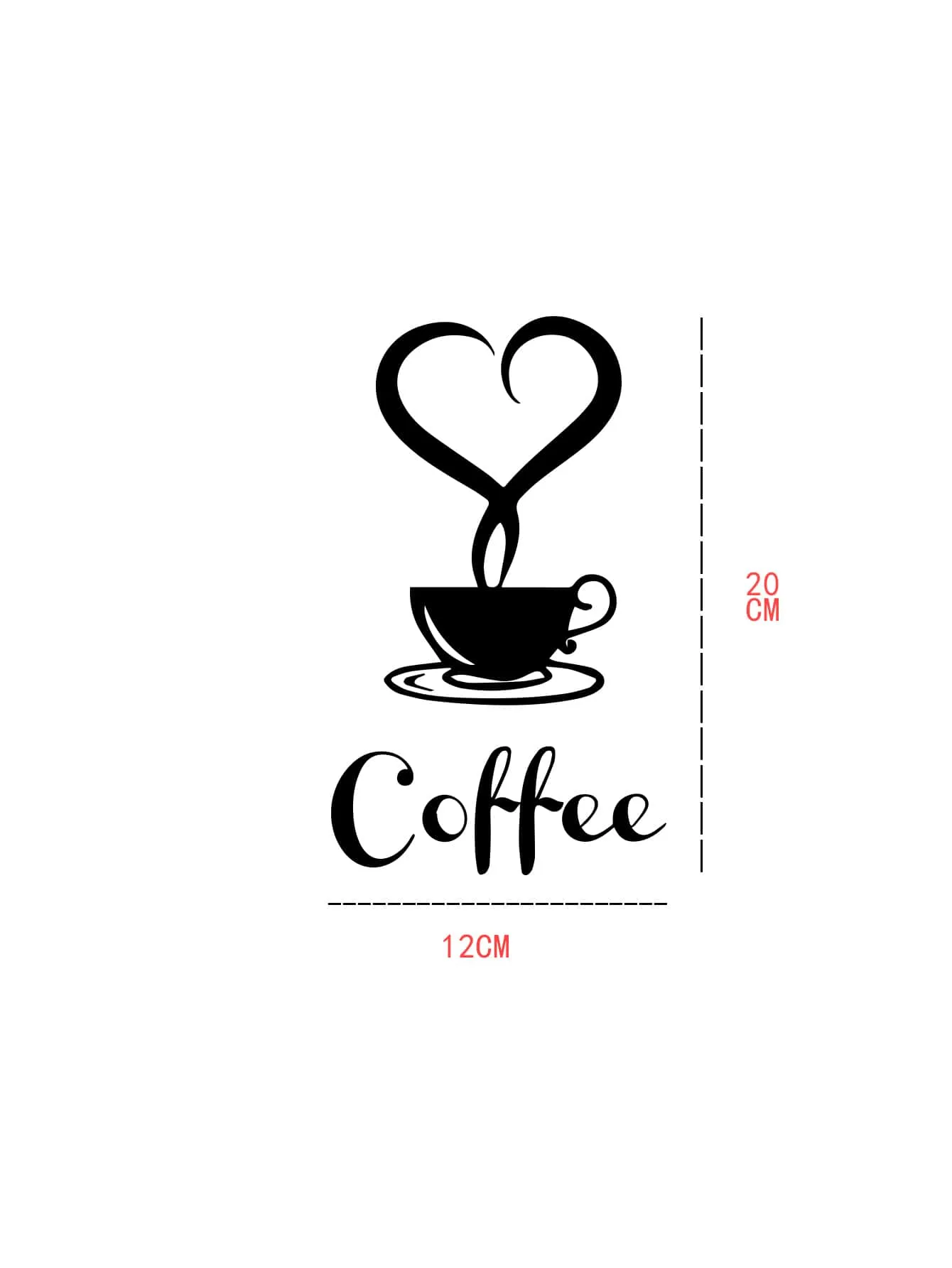 Coffee Print Wall Sticker Black Removable PVC Wall Art Decal For Home Decor