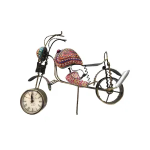 Craferia Export Handcrafted Vintage Tabletop Accent Clock Bike/Motorcycle-Shape Table Clock Showpiece