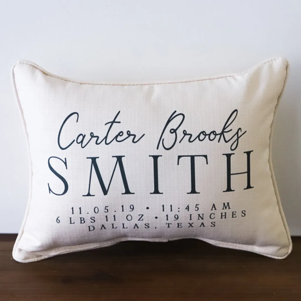 Custom Birth Announcement Pillow