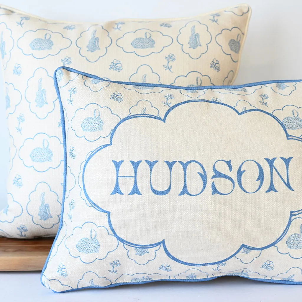 Custom Blue Bunny Boy Name Pillow