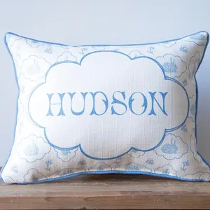 Custom Blue Bunny Boy Name Pillow