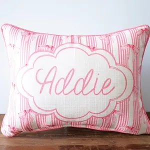 Custom Pink Bow Girl Name Pillow