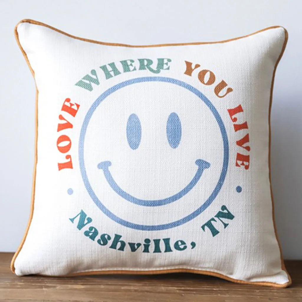 Customized Smiley Love Where You Live Square Pillow