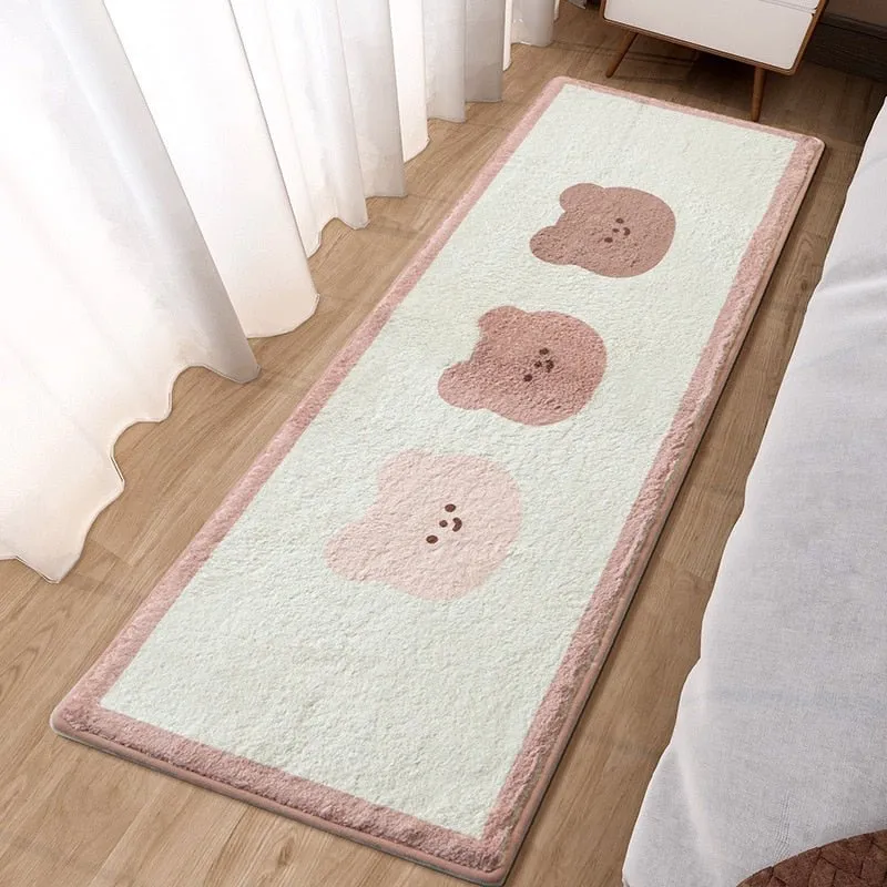 Cute Pink Hairy Bedroom Rug