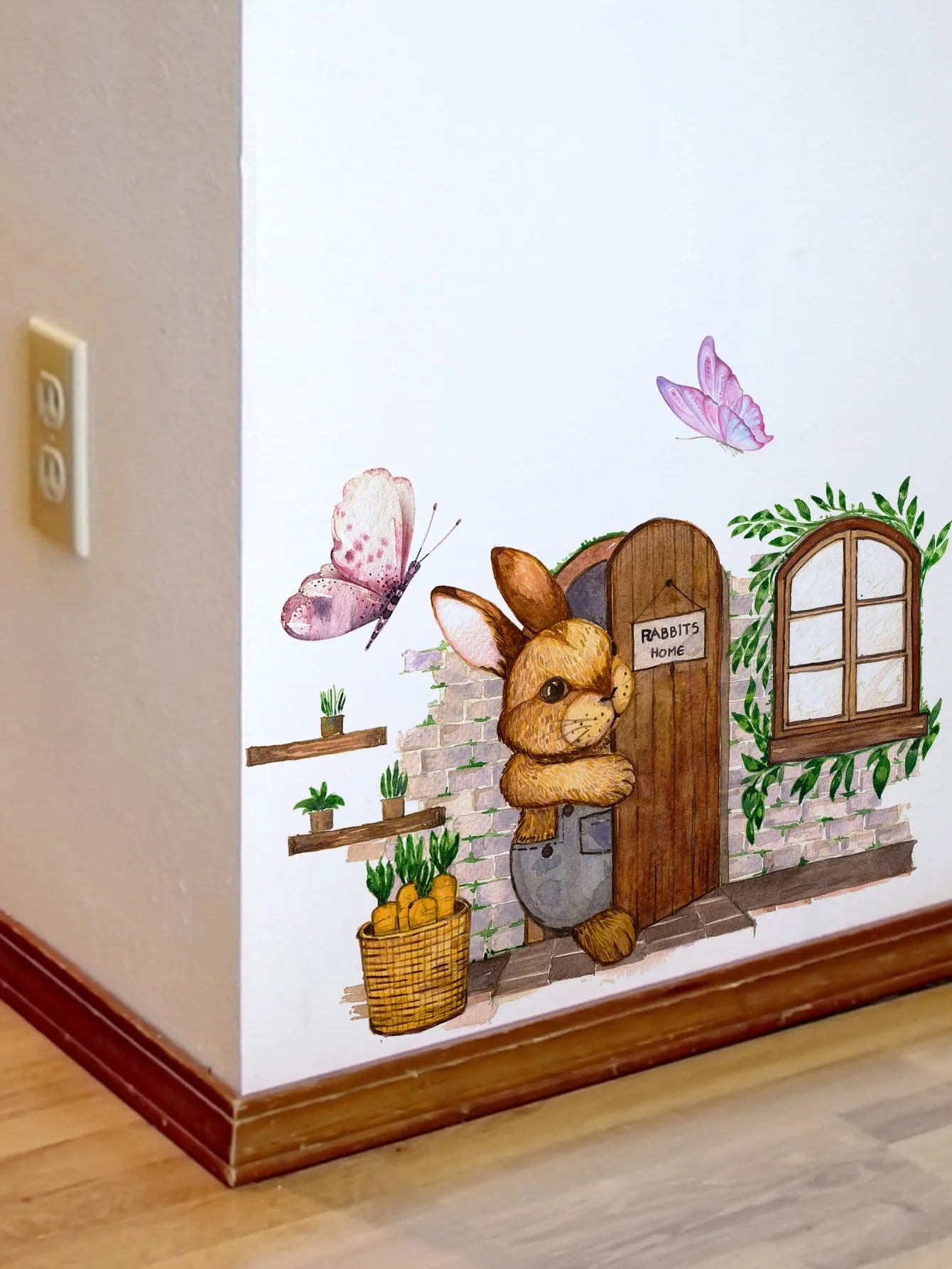 Cute Rabbit Home Pattern Waterproof Wall Sticker Wall Art Decoration Adhesive