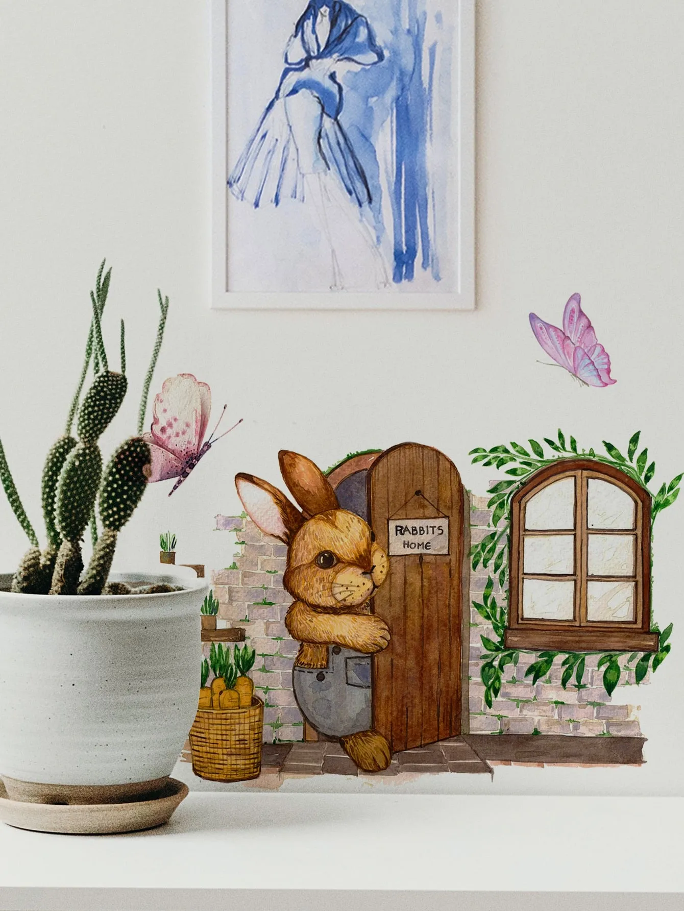 Cute Rabbit Home Pattern Waterproof Wall Sticker Wall Art Decoration Adhesive