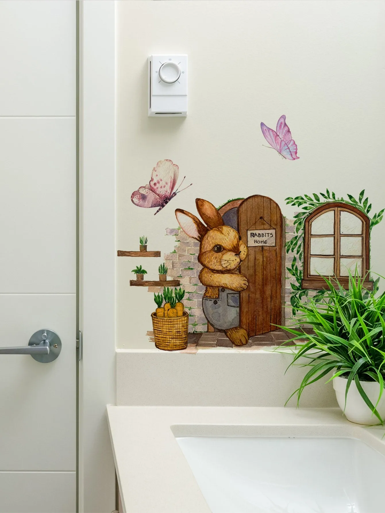 Cute Rabbit Home Pattern Waterproof Wall Sticker Wall Art Decoration Adhesive