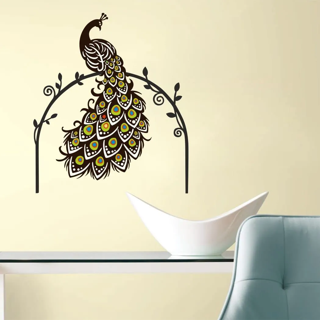 Delight Art Beautiful Peacock Design Wall Sticker Size - ( 58*68 ) cm Model id - ( DAMC00163L )