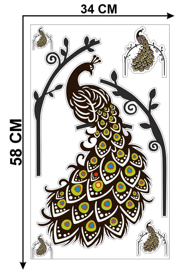 Delight Art Beautiful Peacock Design Wall Sticker Size - ( 58*68 ) cm Model id - ( DAMC00163L )