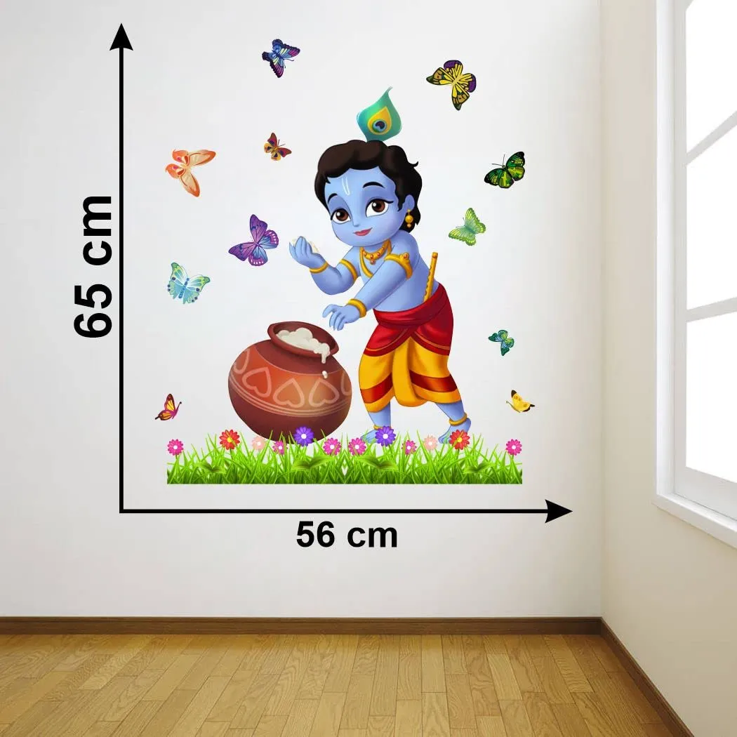 Delight Art Little Shree Krishna Design Wall Sticker Size - (56 * 65) cm Model id - (DAMC00725L)