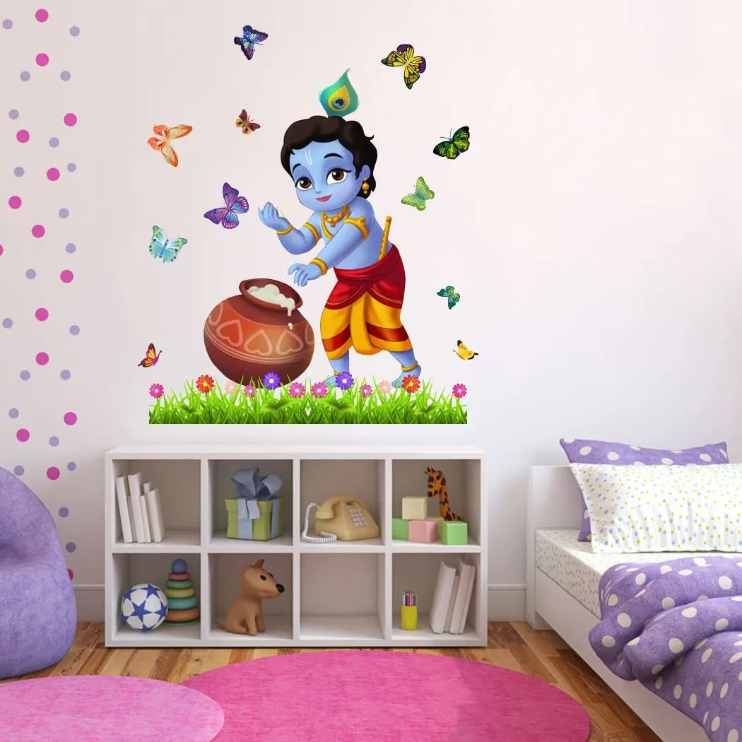 Delight Art Little Shree Krishna Design Wall Sticker Size - (56 * 65) cm Model id - (DAMC00725L)