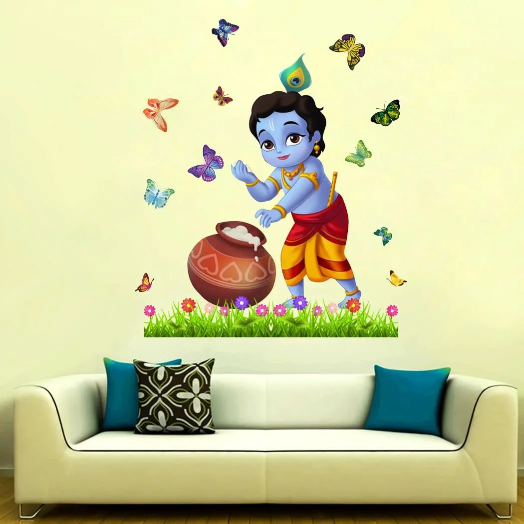 Delight Art Little Shree Krishna Design Wall Sticker Size - (56 * 65) cm Model id - (DAMC00725L)