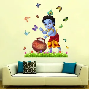 Delight Art Little Shree Krishna Design Wall Sticker Size - (56 * 65) cm Model id - (DAMC00725L)