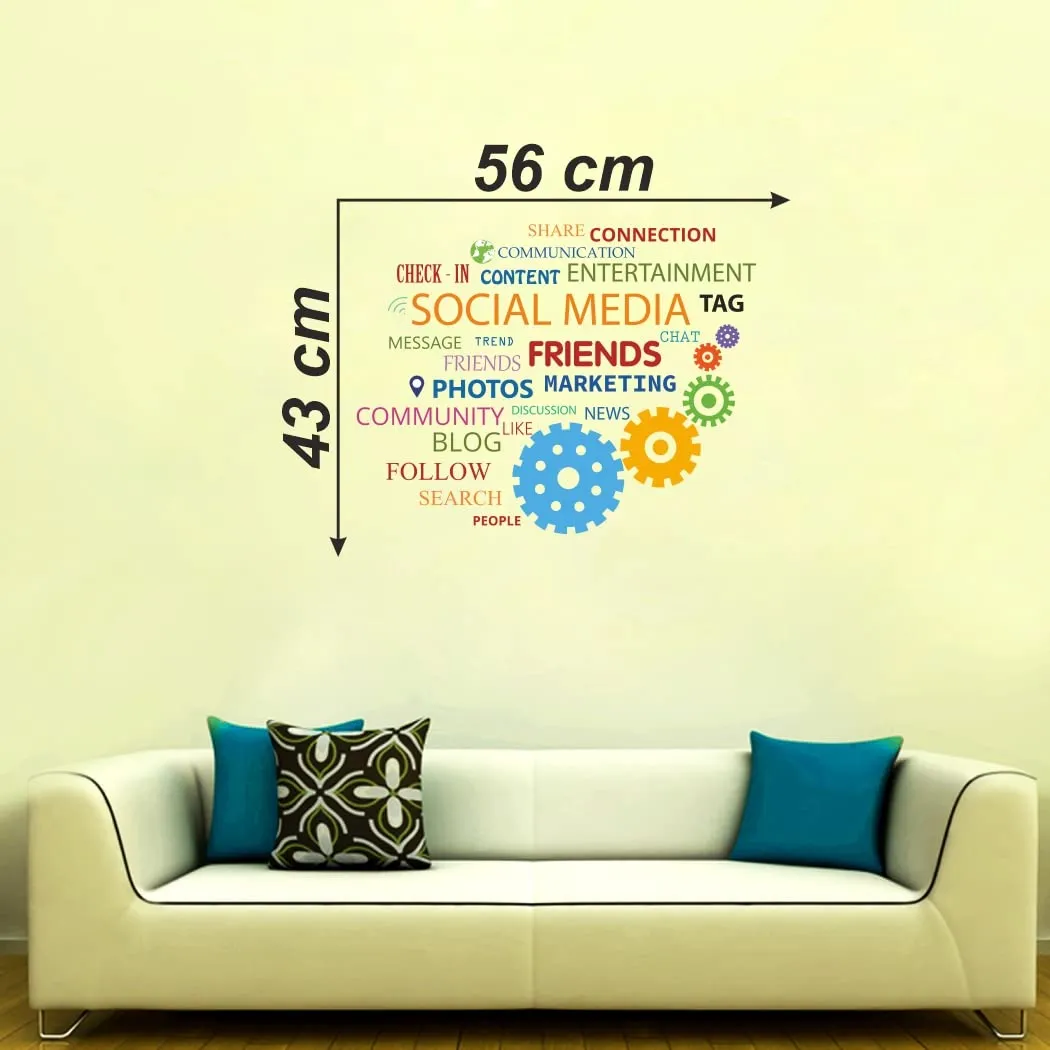 Delight Art Social Media Design Wall Sticker Size - (56 * 43) cm Model id - (DAMC00557L)