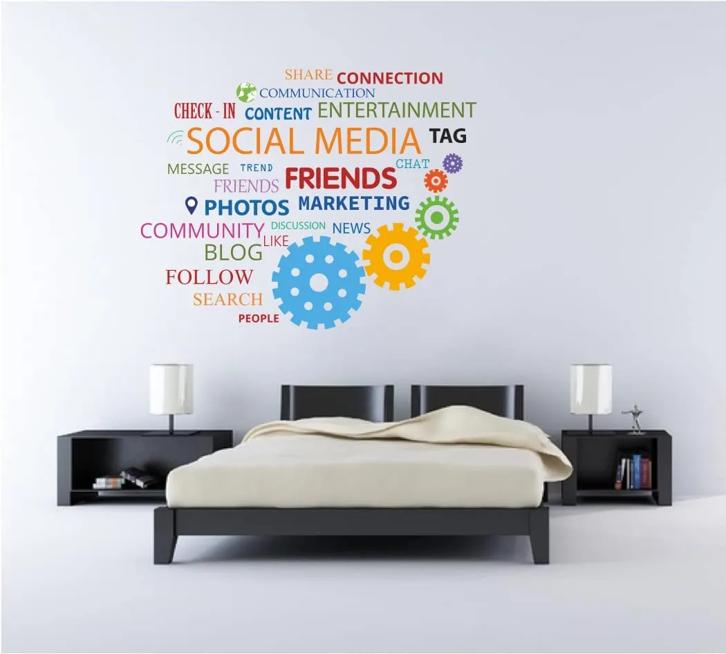 Delight Art Social Media Design Wall Sticker Size - (56 * 43) cm Model id - (DAMC00557L)