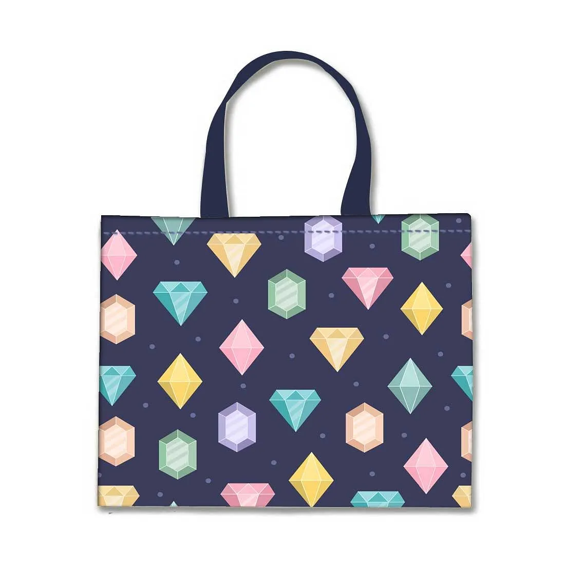 Designer Tote Bag With Zip Beach Gym Travel Bags -  Colorful Diamonds