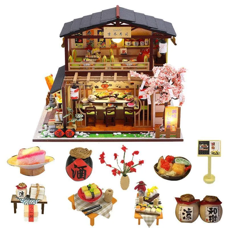 DIY Wooden Japanese Miniature Sushi Dollhouse