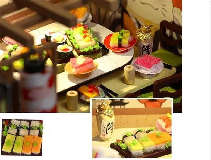 DIY Wooden Japanese Miniature Sushi Dollhouse