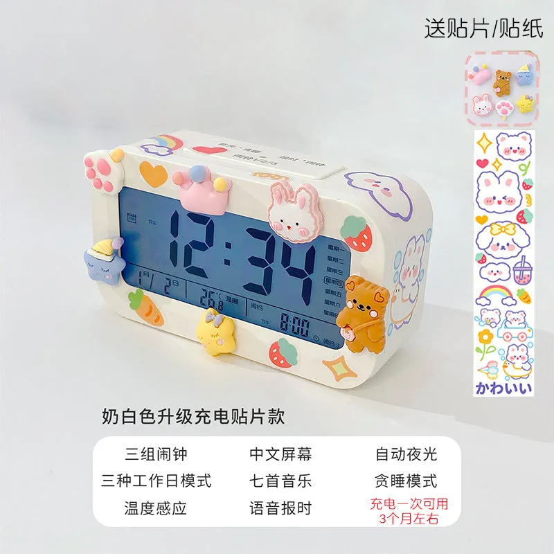 Electronic Alarm Clock Student Smart Dormitory Bedside Alarm Clock Girl Desktop Multi-Function Clock