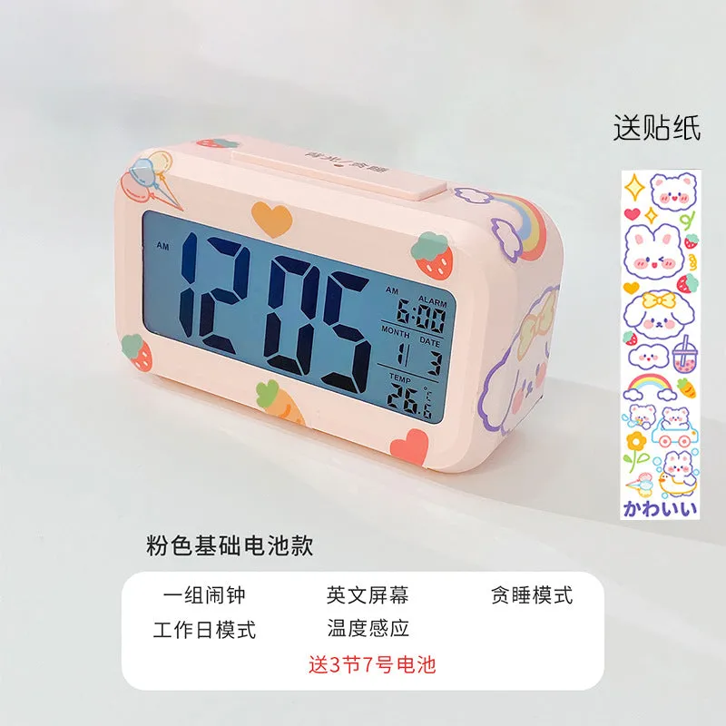 Electronic Alarm Clock Student Smart Dormitory Bedside Alarm Clock Girl Desktop Multi-Function Clock