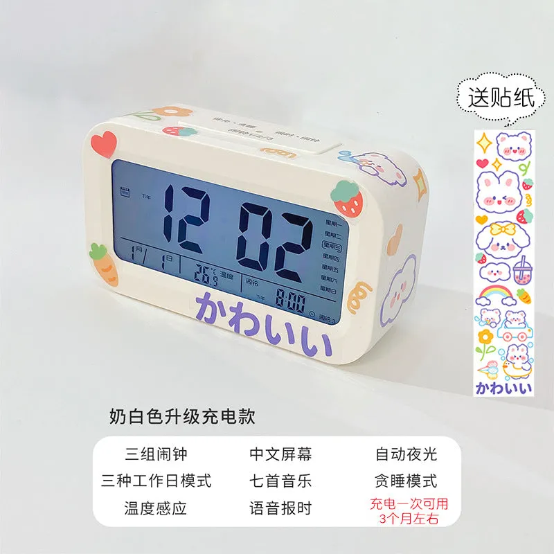 Electronic Alarm Clock Student Smart Dormitory Bedside Alarm Clock Girl Desktop Multi-Function Clock