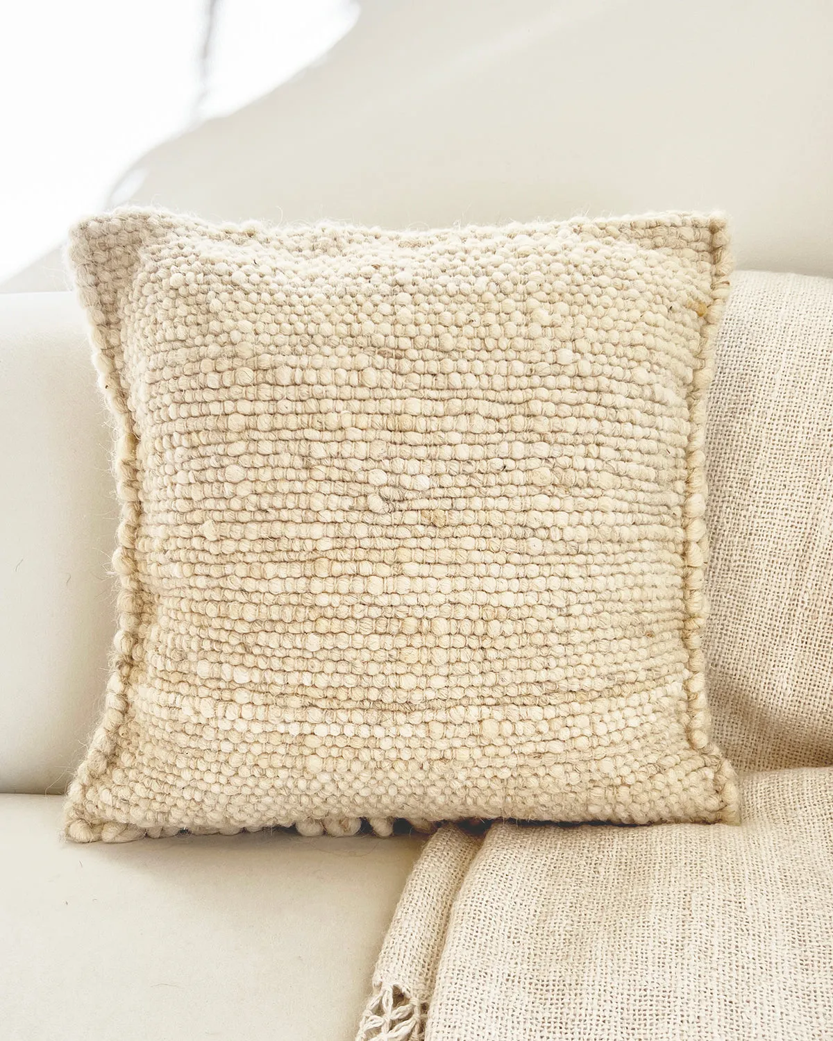 Fatima Bobble Throw Pillow in Cream White