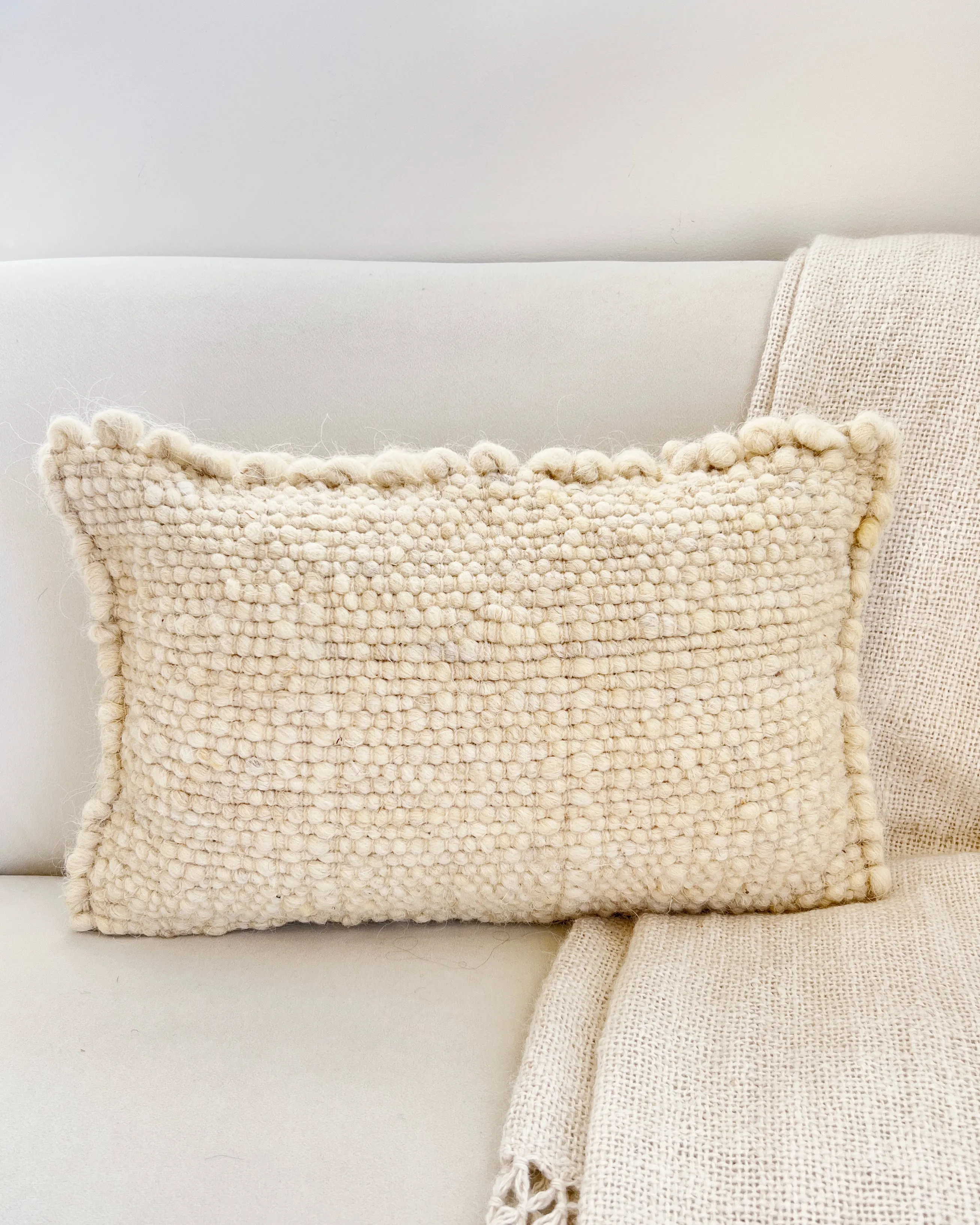 Fatima Bobble Throw Pillow in Cream White