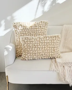 Fatima Bobble Throw Pillow in Cream White