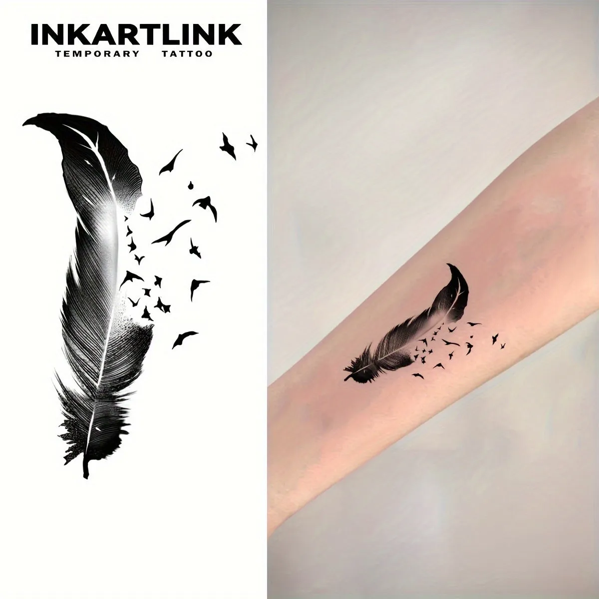 Feather Herbal Magic Tattoo Stickers Lasting 15 Days Realistic Designs