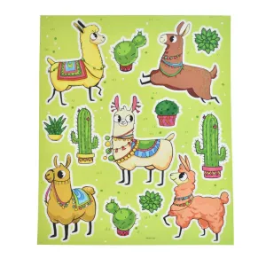 Fiesta Llamas and Cactus Glitter Wall Art Stickers, 13-Piece