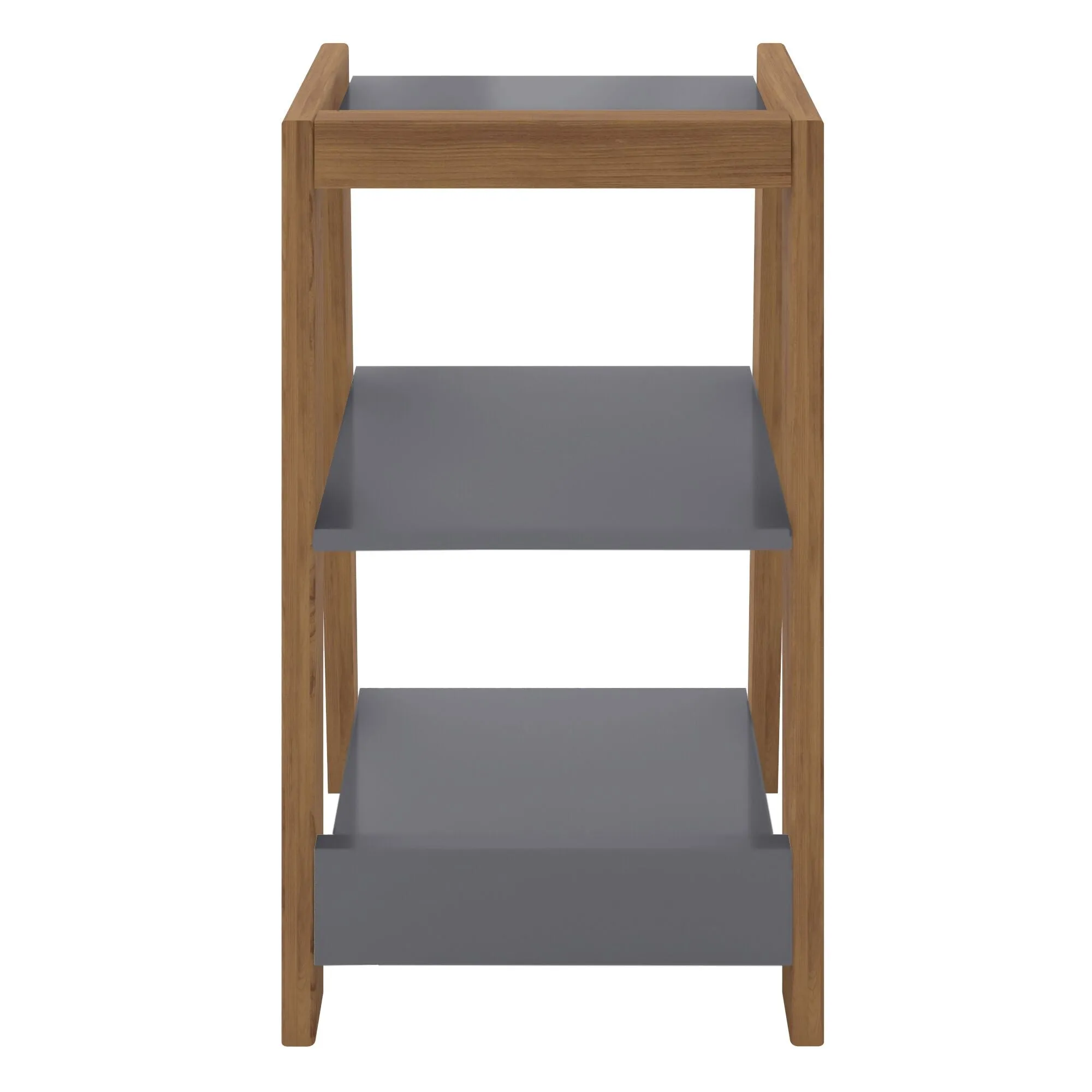 Gowanus Modern Ladder Side Table with 3 Shelves in Grey