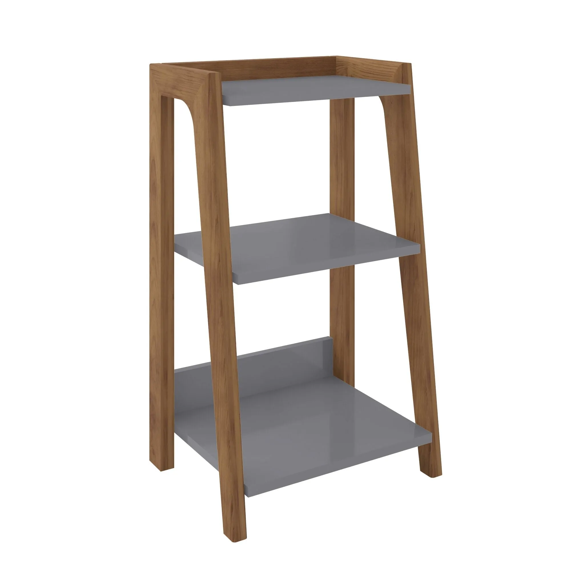 Gowanus Modern Ladder Side Table with 3 Shelves in Grey