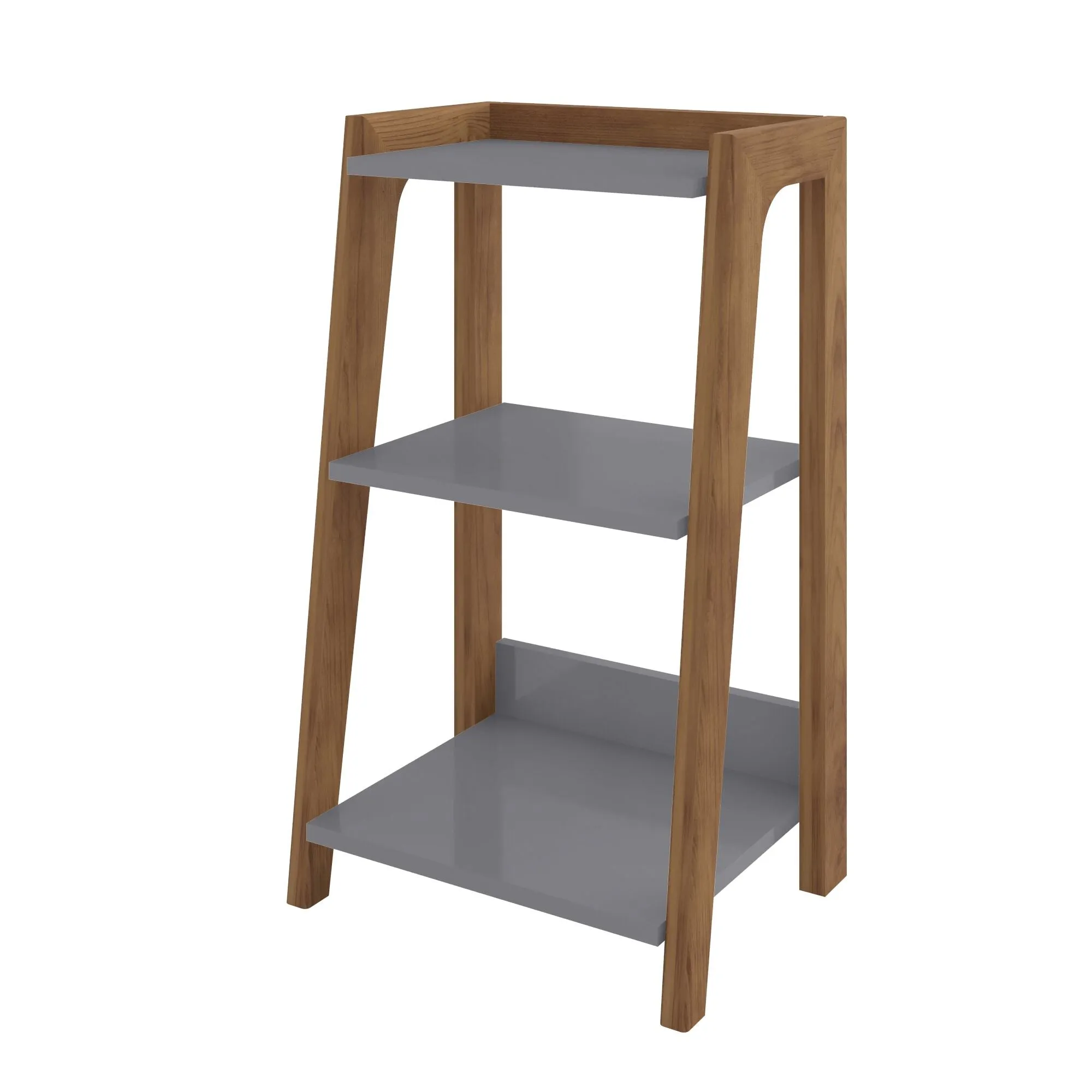 Gowanus Modern Ladder Side Table with 3 Shelves in Grey