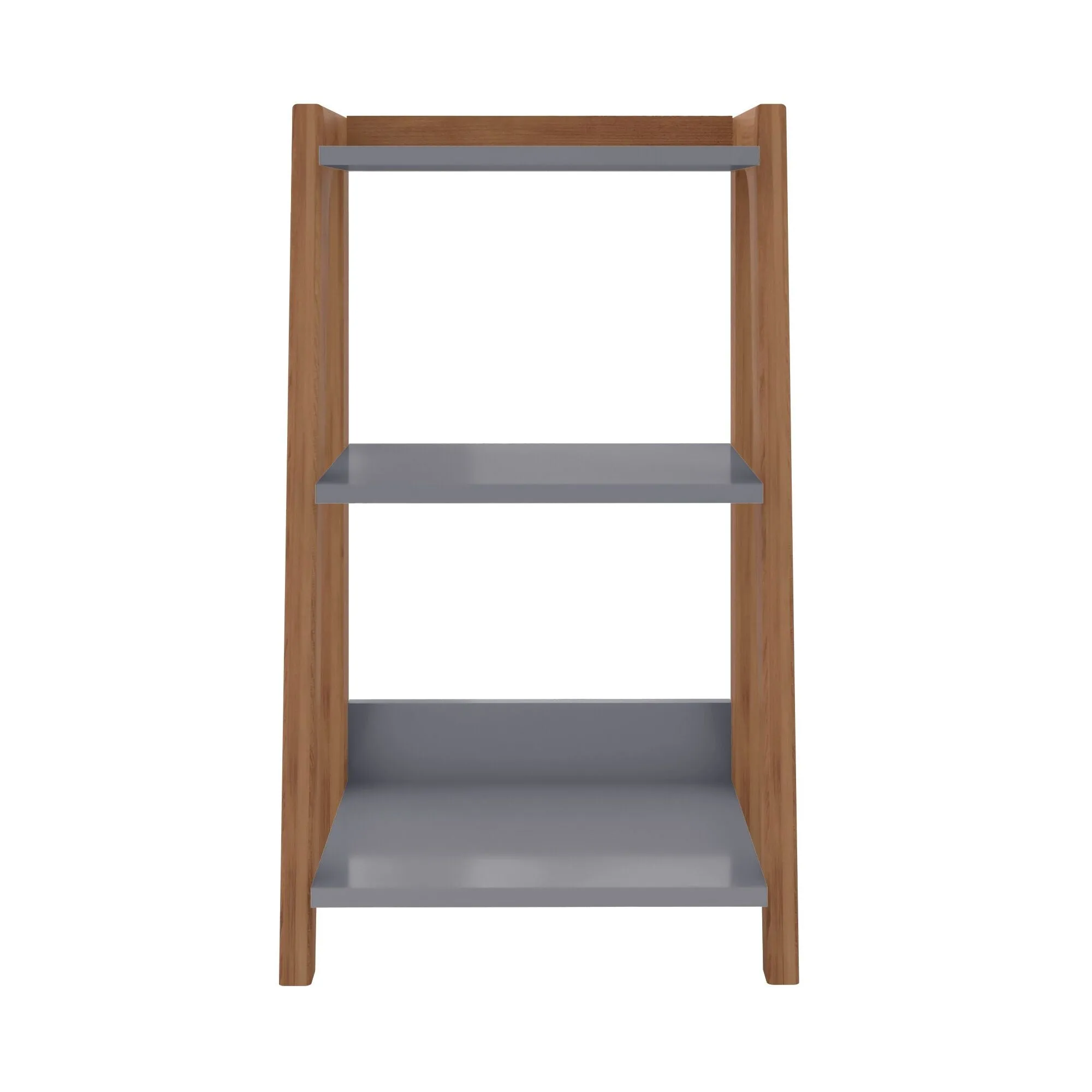 Gowanus Modern Ladder Side Table with 3 Shelves in Grey