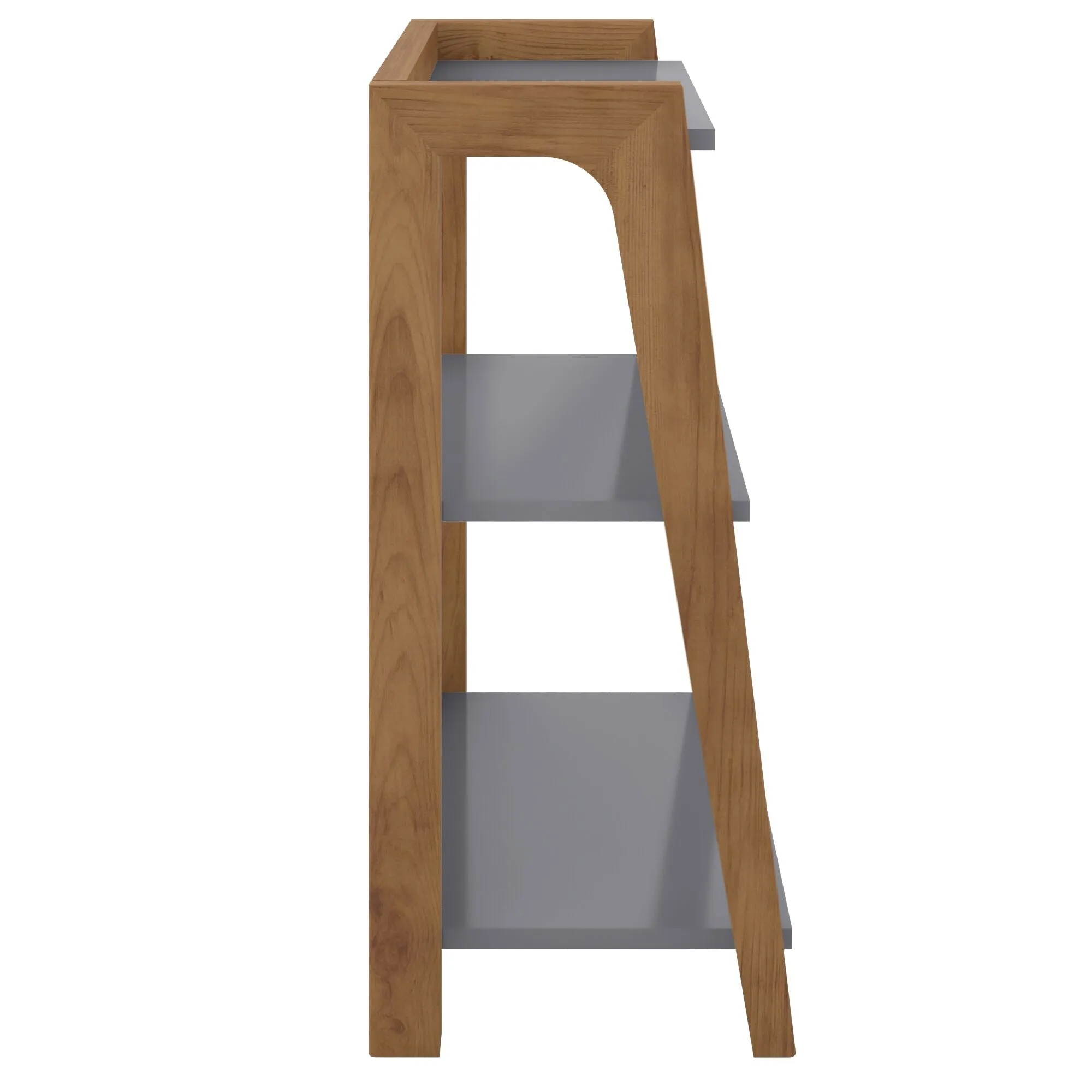 Gowanus Modern Ladder Side Table with 3 Shelves in Grey