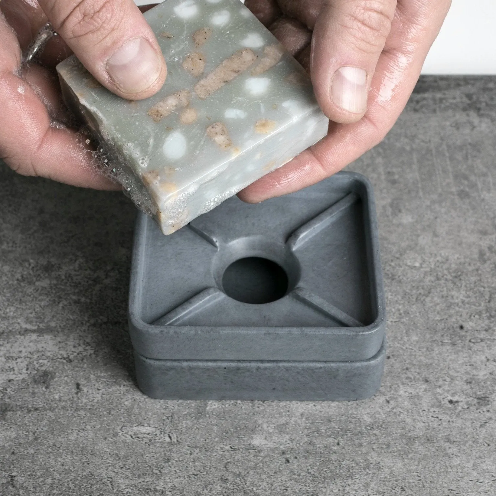 Grey Concrete Soap Stand w/ Vegan Soap