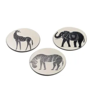 Hand Carved Soapstone Tinga Tinga Trivet set of 3