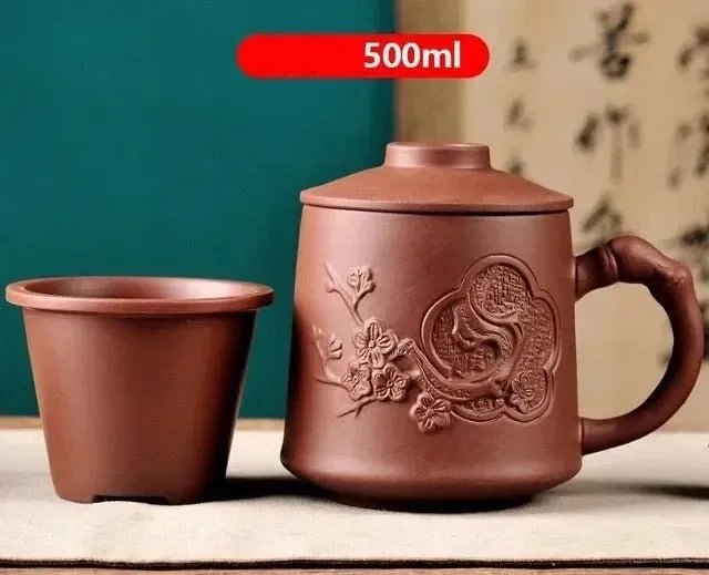 Handmade Yixing Purple Clay Tea Mug with Lid and Infuser