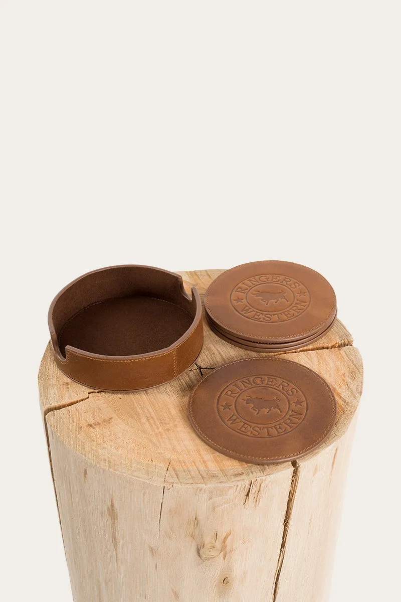 Hawker Leather Coaster Set - Tan