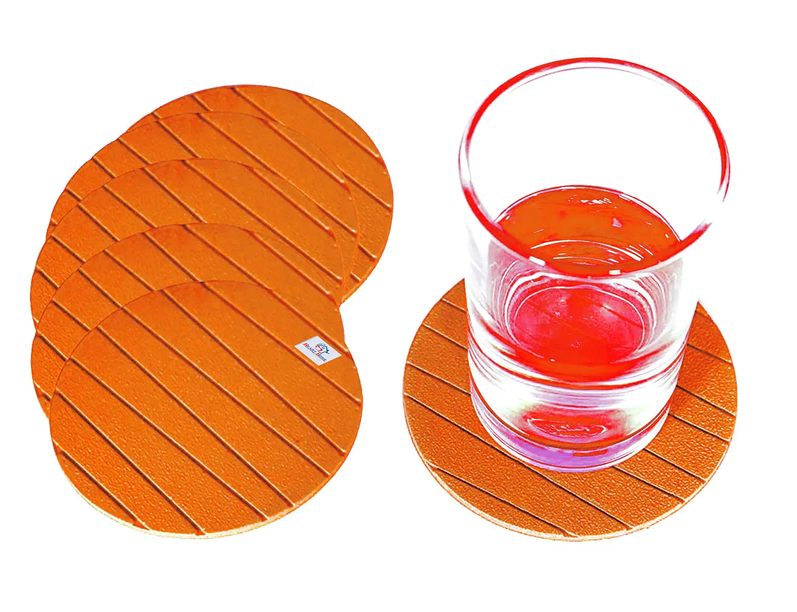 Heart Home Soft EVA Foam Set of 6 Pcs Non Slip Heat Insulation Coasters for Tea Coffee Cups Mugs Beer Cans Bar Glass (Orange)-HS_38_HEARTH21353