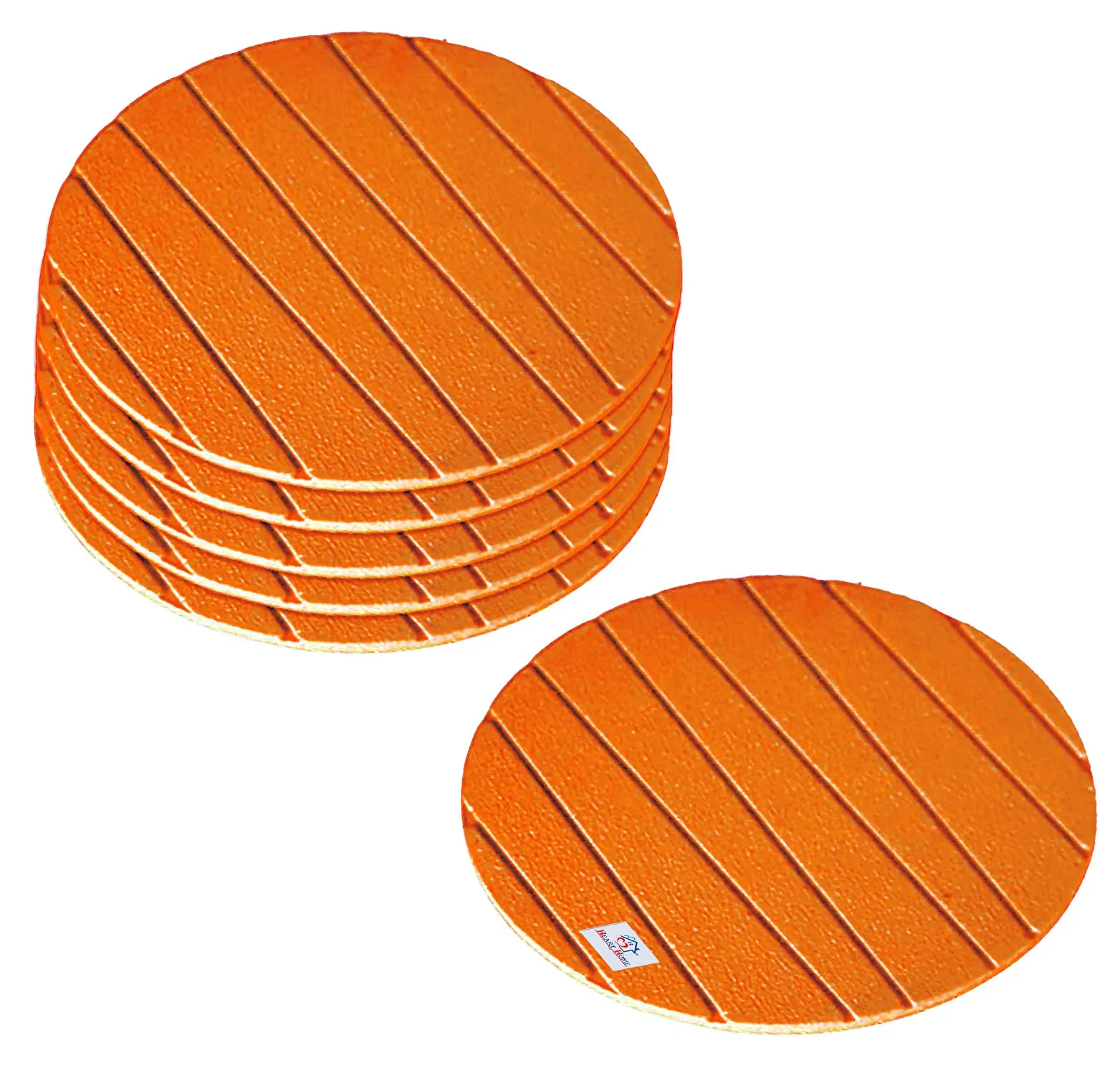 Heart Home Soft EVA Foam Set of 6 Pcs Non Slip Heat Insulation Coasters for Tea Coffee Cups Mugs Beer Cans Bar Glass (Orange)-HS_38_HEARTH21353