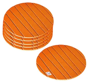 Heart Home Soft EVA Foam Set of 6 Pcs Non Slip Heat Insulation Coasters for Tea Coffee Cups Mugs Beer Cans Bar Glass (Orange)-HS_38_HEARTH21353