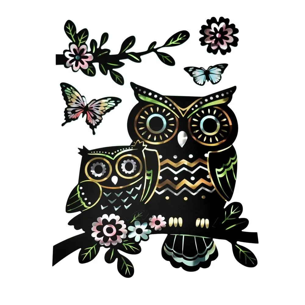 Holographic Removable Owl Wall Art Stickers, 5-Piece