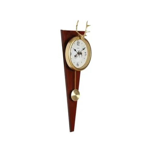 @Home by Nilkamal Stag Pendulum Wall Clock (Brown)