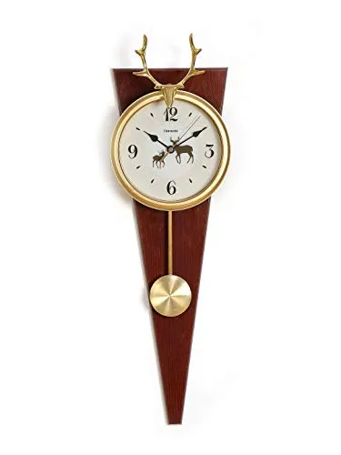 @Home by Nilkamal Stag Pendulum Wall Clock (Brown)