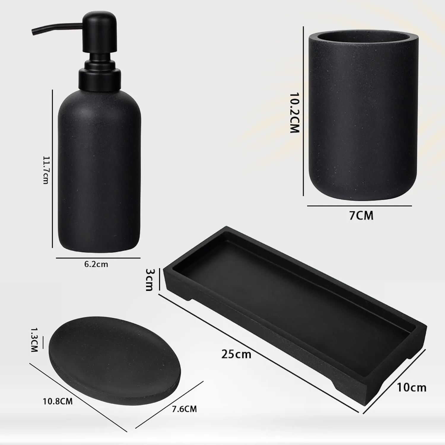 Homestic Premium 4-Piece Bathroom Accessories Set | Soap Dish | Liquid Soap Dispenser (200ml) | Tumbler | Tray | Moisture Resistant | Scratch Proof | Black