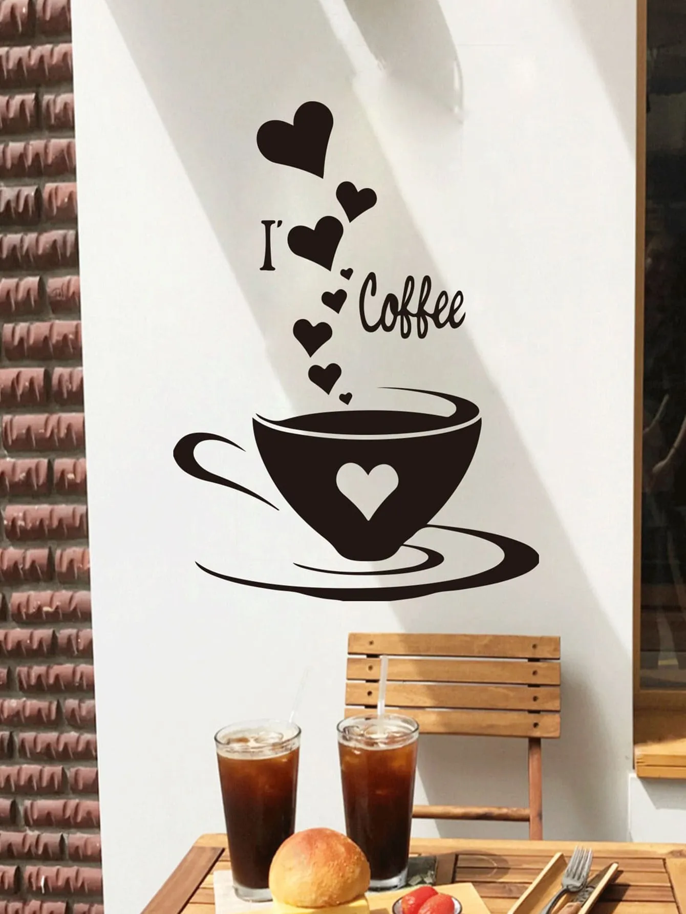 I Love Coffee Pattern Wall Sticker Decorative Wall Art Decal Creative Design for