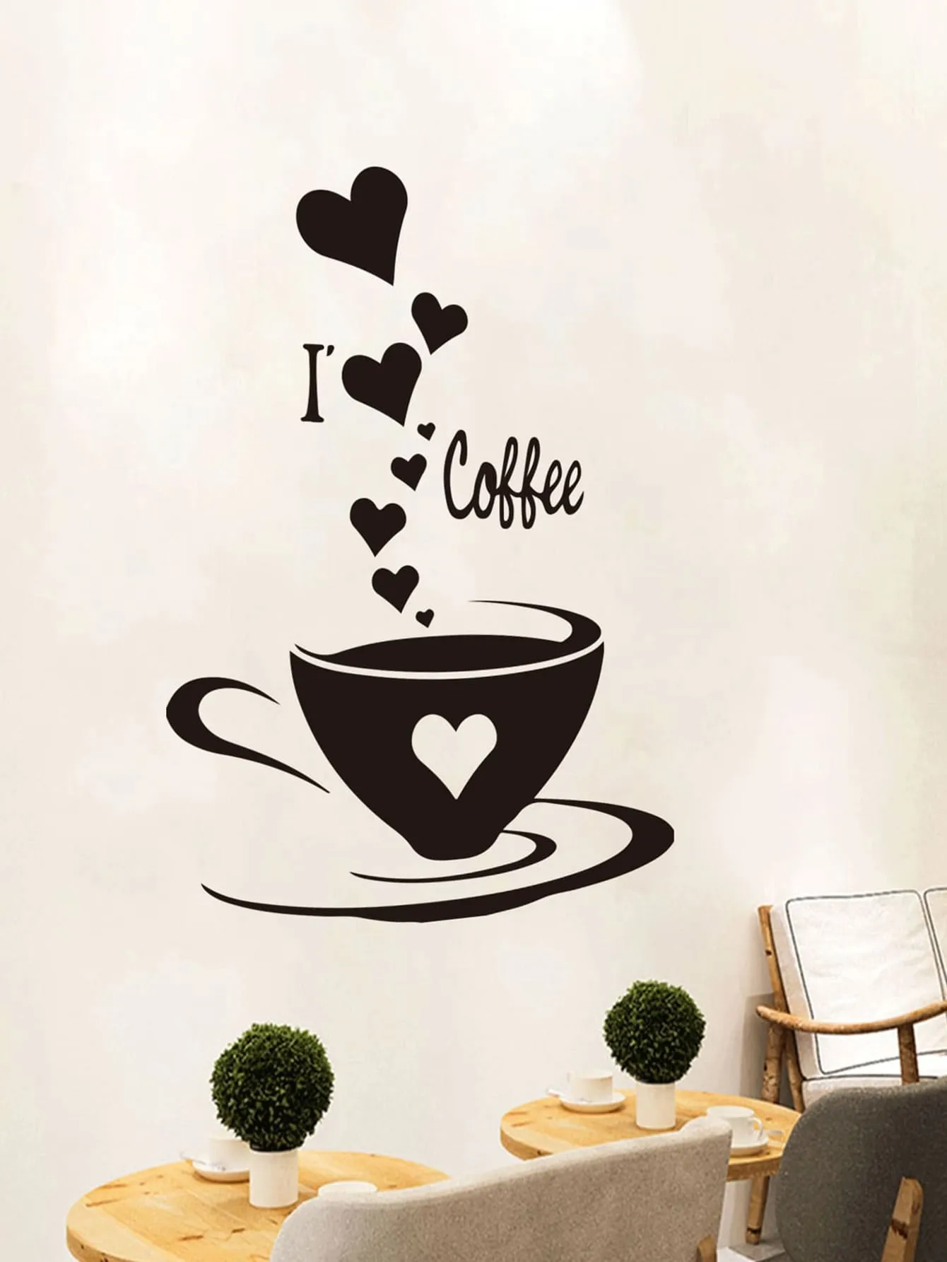 I Love Coffee Pattern Wall Sticker Decorative Wall Art Decal Creative Design for