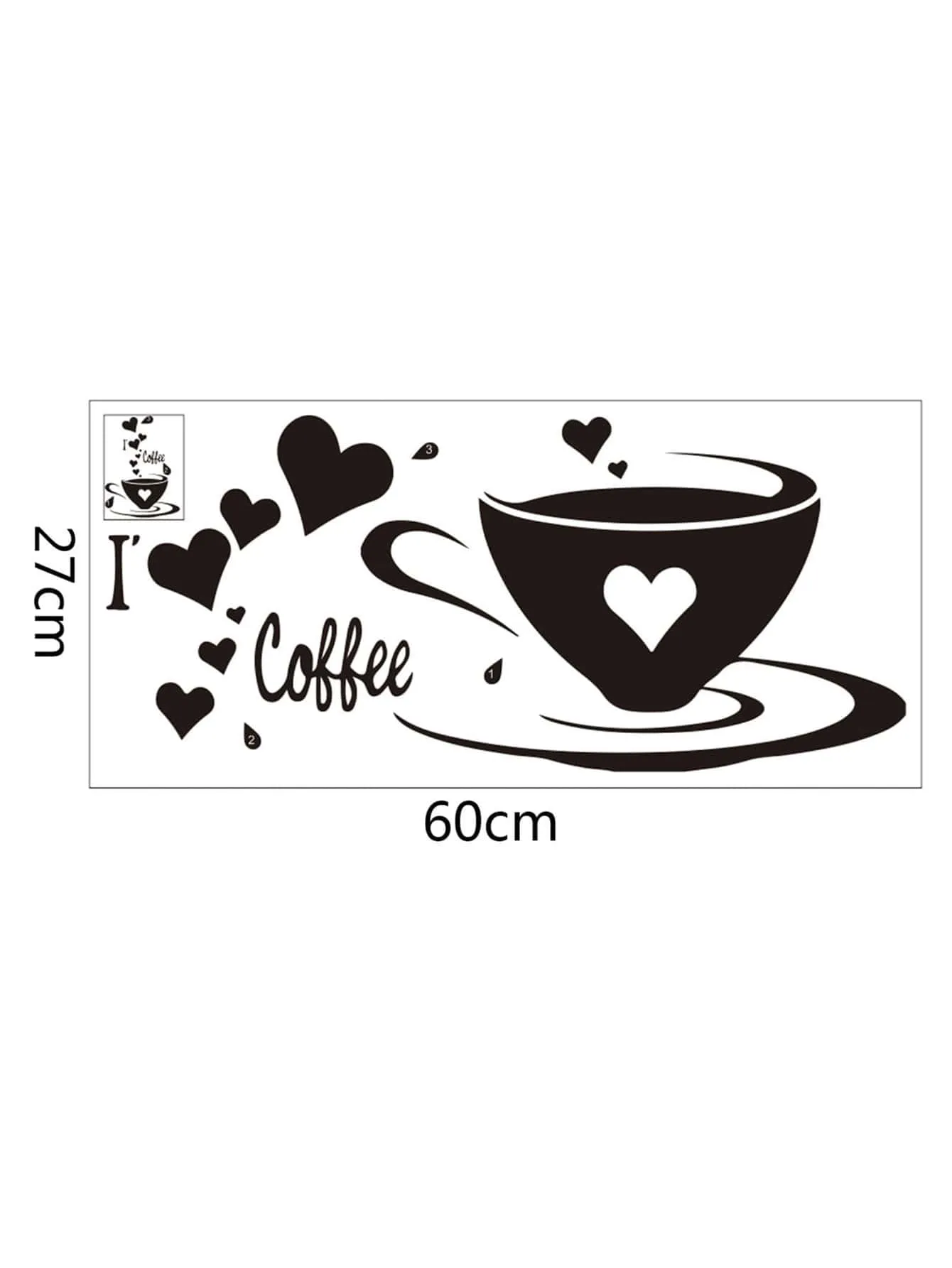 I Love Coffee Pattern Wall Sticker Decorative Wall Art Decal Creative Design for